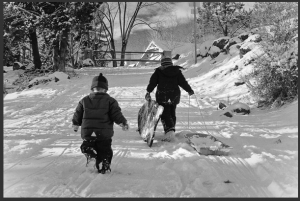Jason Albert's World sledding on a dinky hill